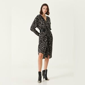 ISABEL MARANT DANALIA WRAP DRESS FLORAL BLACK